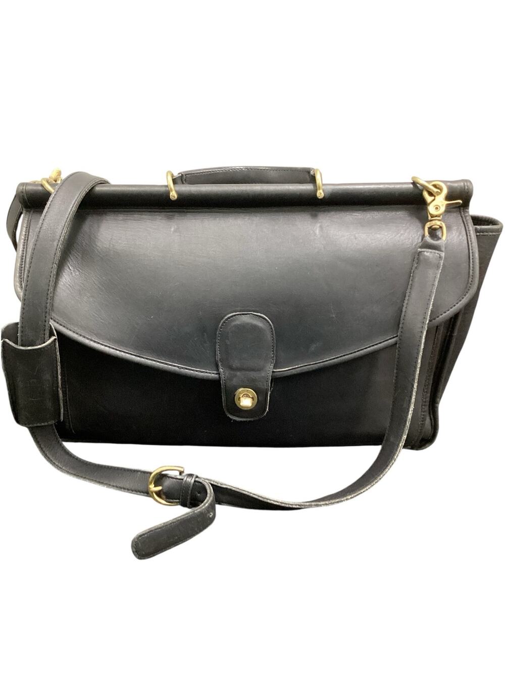 Vintage Coach Bag Men’s Metropolitan Brief 1970’Genuine Leather Twist Lock Black
